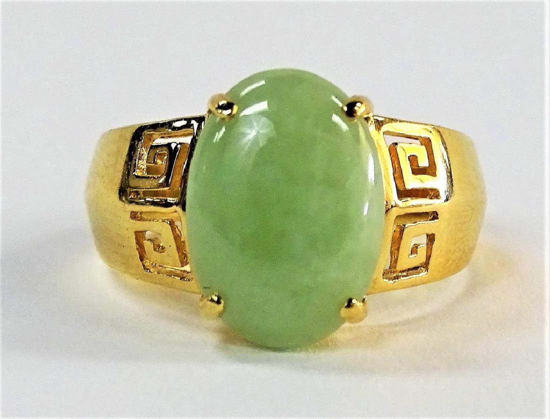 UNISEX RETRO 14KT YELLOW GOLD & JADEITE RING (1 of 4)