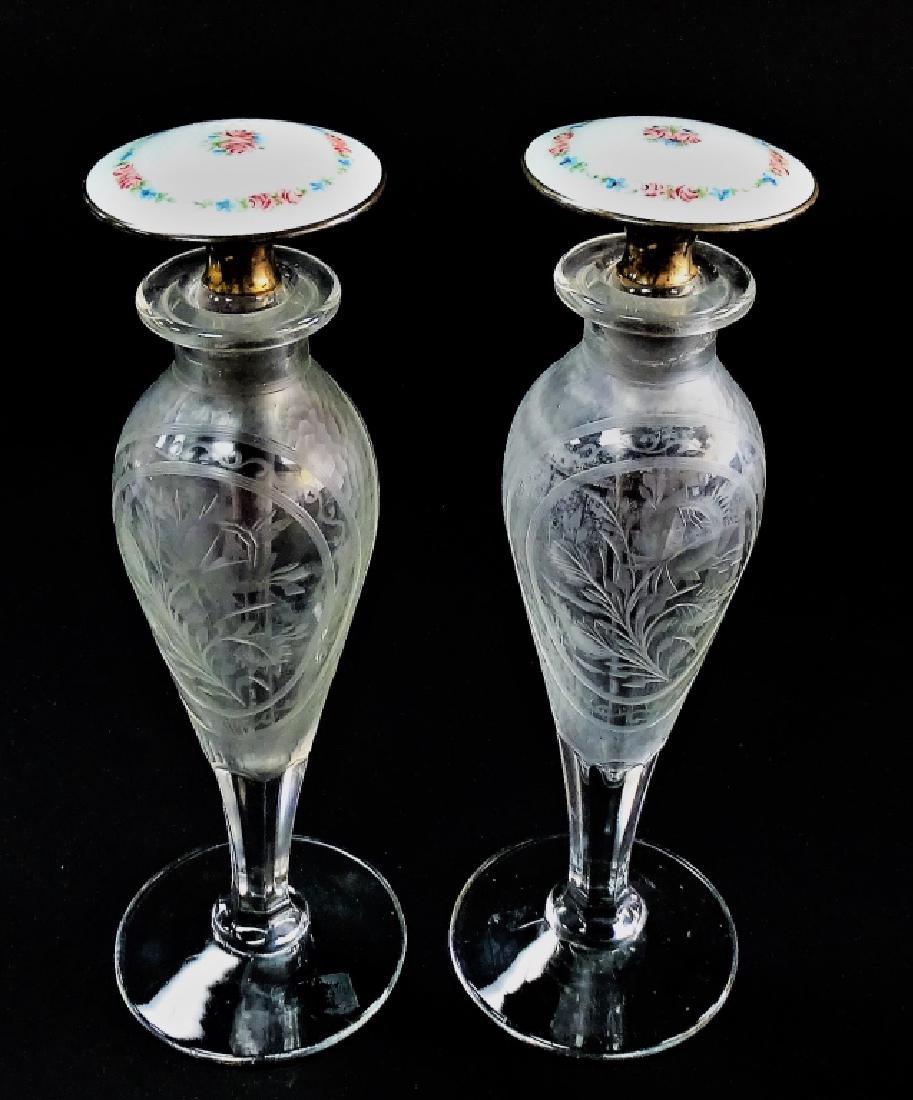 PR LARGE CRYSTAL PERFUME BOTTLE BLUE GUILLOCHE TOP (1 of 4)