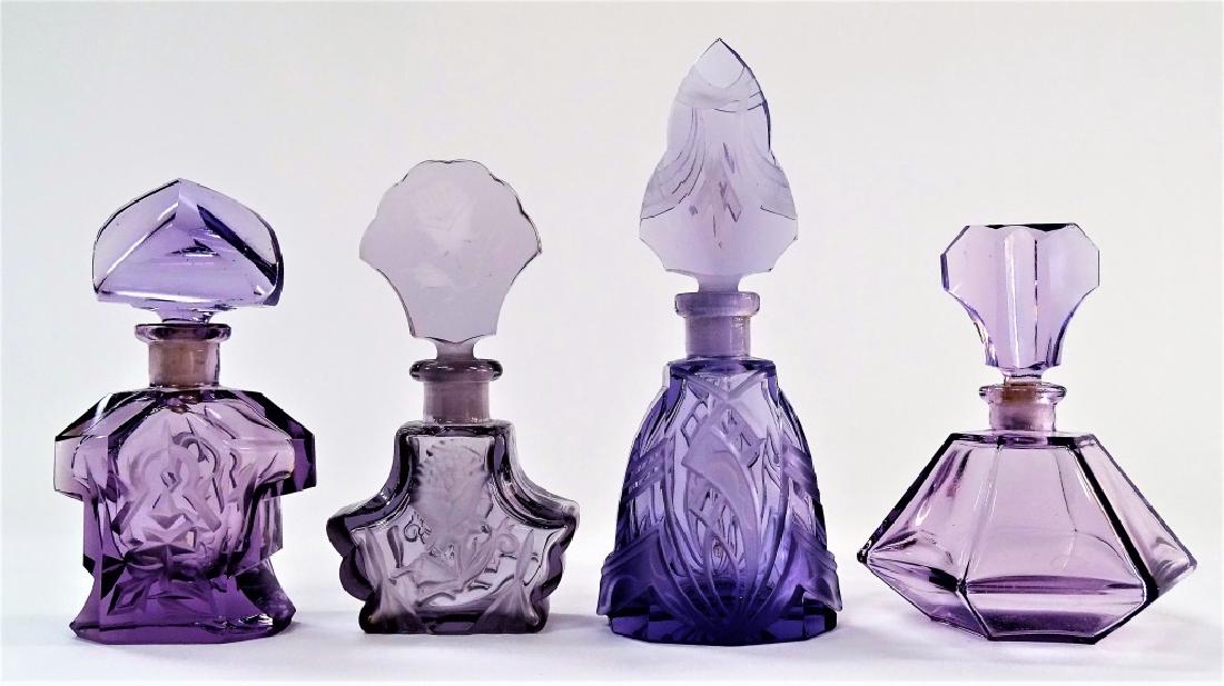 4 VINTAGE AMETHYST PERFUME BOTTLES (1 of 3)