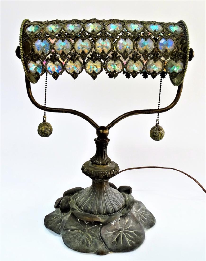 AUSTRIAN ART NOUVEAU CRYSTAL SHADE LILLY BASE LAMP (1 of 3)