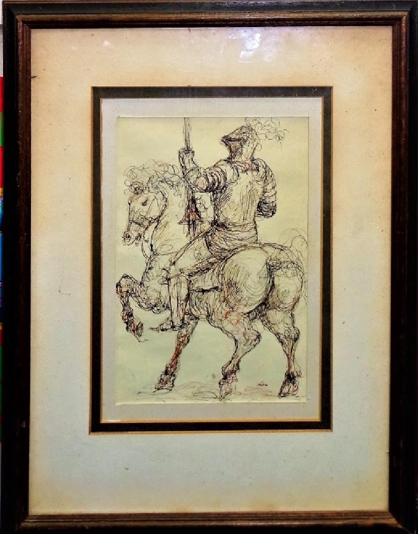 ALFRED KUBIN ORIGINAL PEN & INK ON PAPER OF KNIGHT (1 of 3)