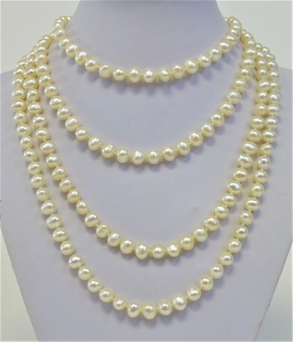 OPERA LENGTH PEARL NECKLACE 14KT YELLOW GOLD CLASP (1 of 4)