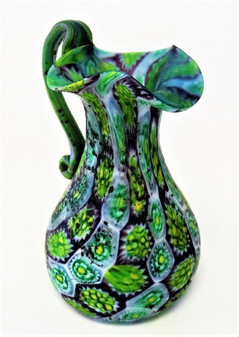 SMALL VINTAGE MILLEFIORI ART GLASS PITCHER (1 of 3)