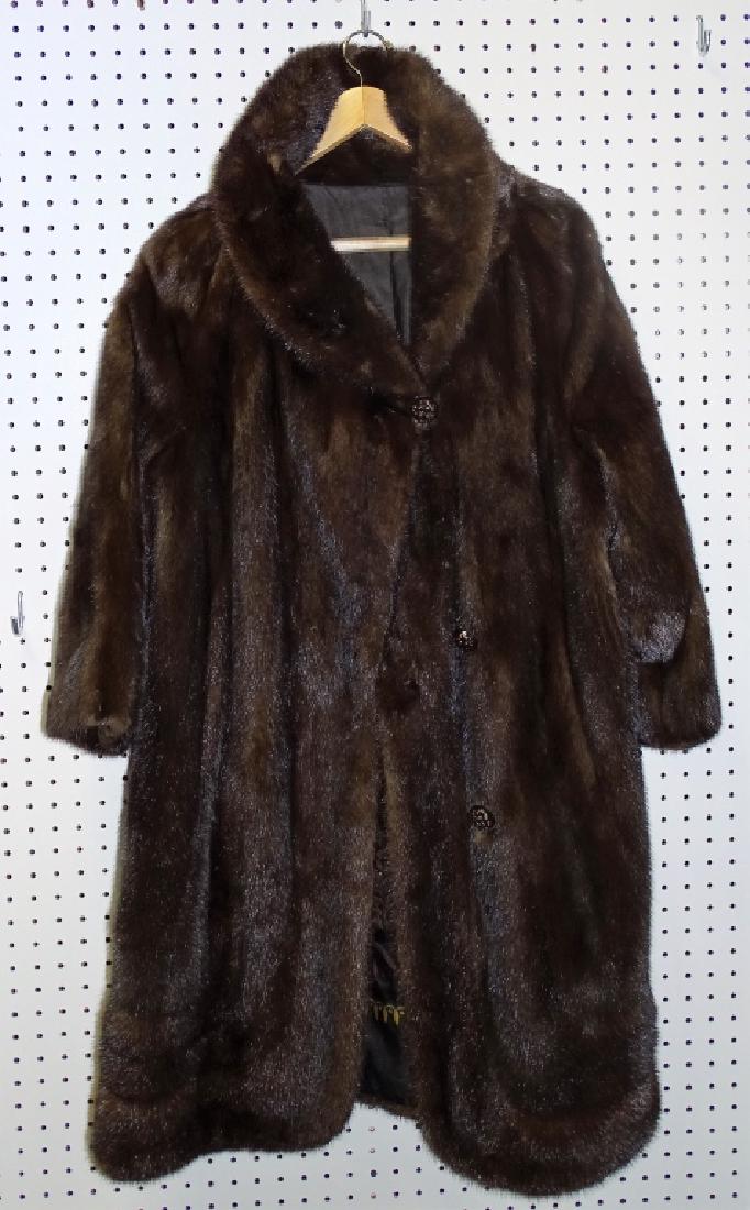 VTG LADIES FULL LENGTH BROWN MINK FUR COAT (1 of 3)