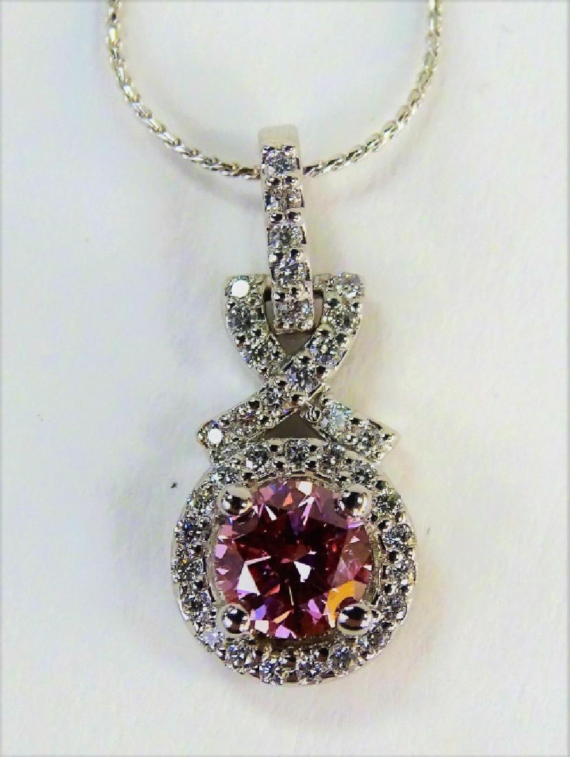 14KT WG & .50CT PINK DIAMOND PENDANT NECKLACE (1 of 5)
