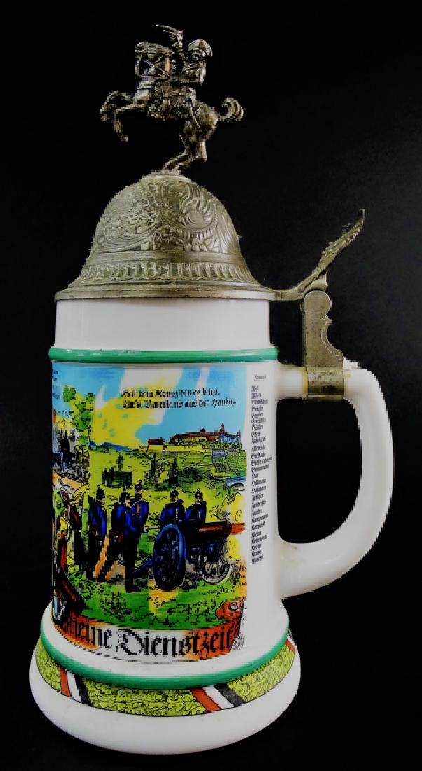 ANTIQUE REGIMENTAL STEIN LITHOPANE BOTTOM RARE (1 of 3)