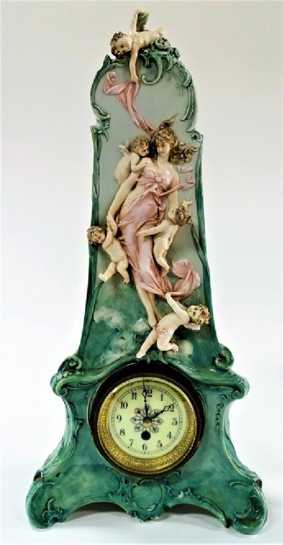 ANTIQUE AUSTRIAN PORCELAIN CHERUB CLOCK (1 of 6)