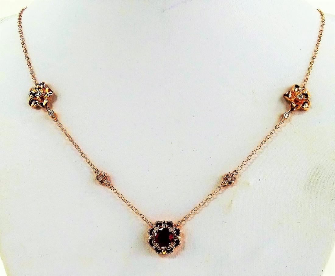 LADIES 14KT RG RUBY & DIAMOND FLORAL NECKLACE (1 of 2)
