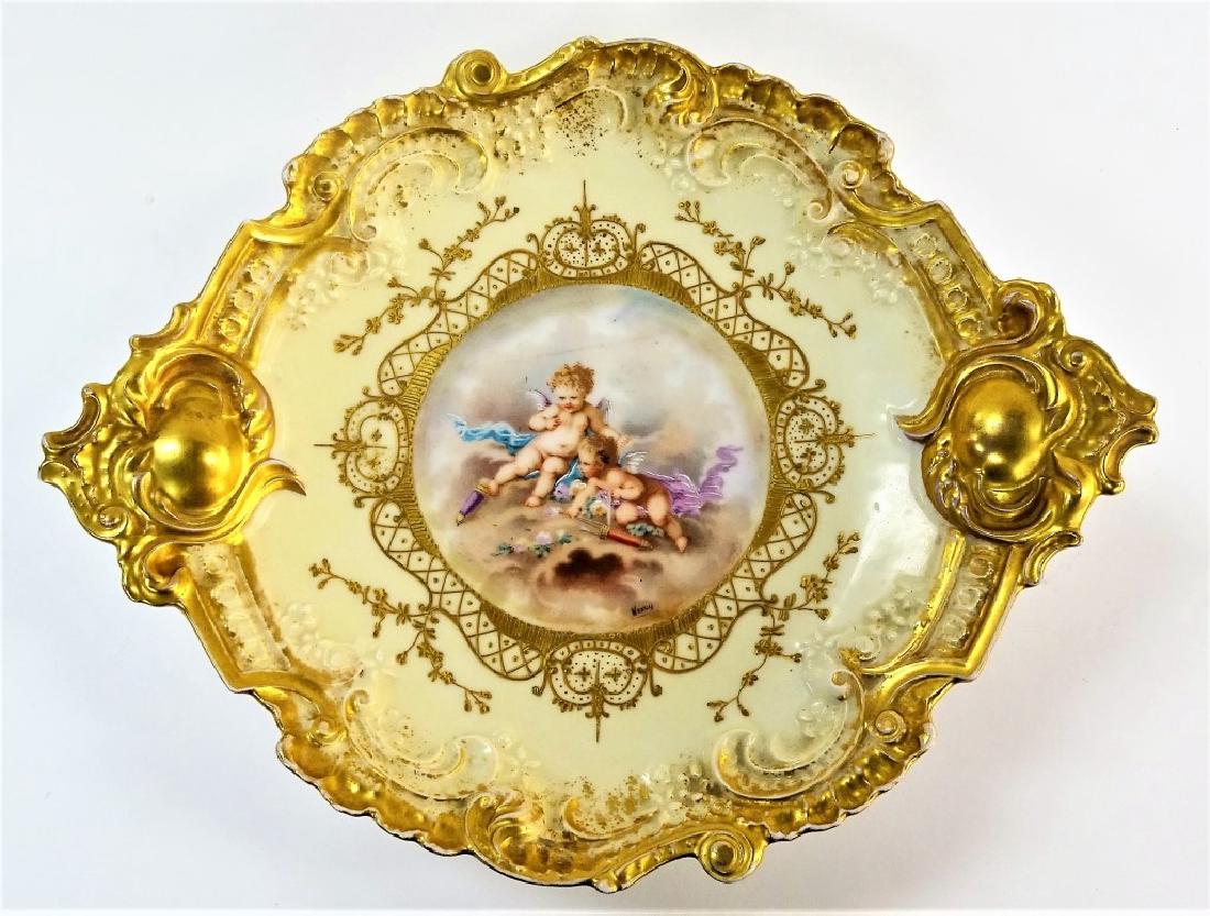 ANTIQUE SEVRES HAND PAINTED BRONZE MOUNTED TRAY (1 of 4)