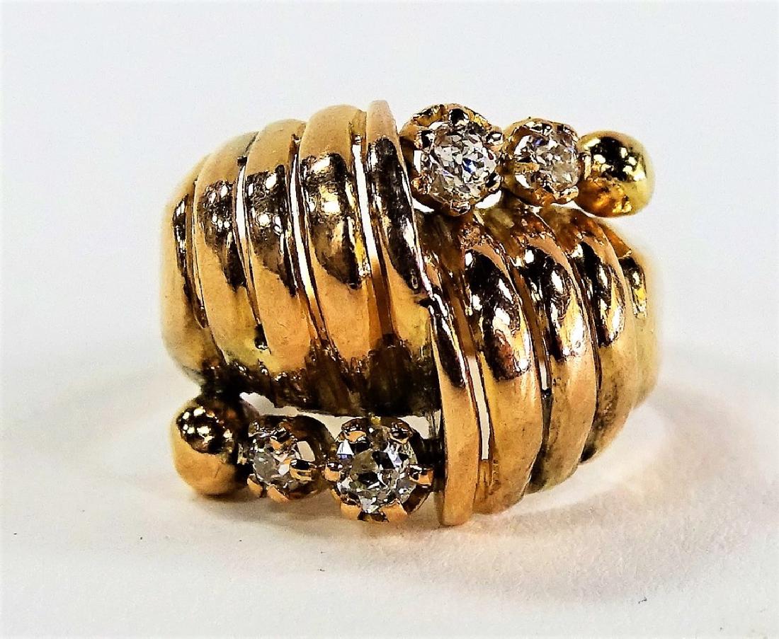 LADIES RETRO DECO STYLE 14KT RG DIAMOND RING (1 of 3)