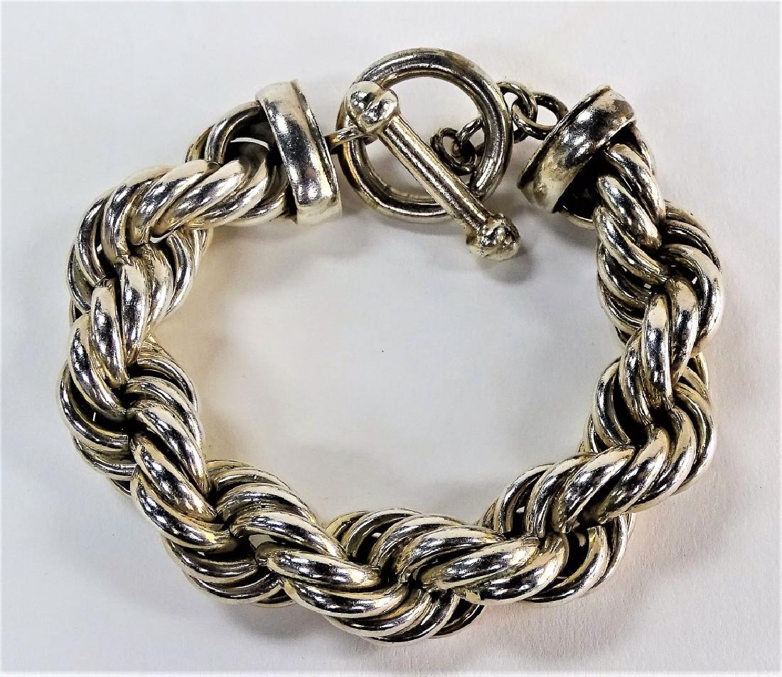 VINTAGE 925 STERLING SILVER ROPE LINK BRACELET (1 of 4)