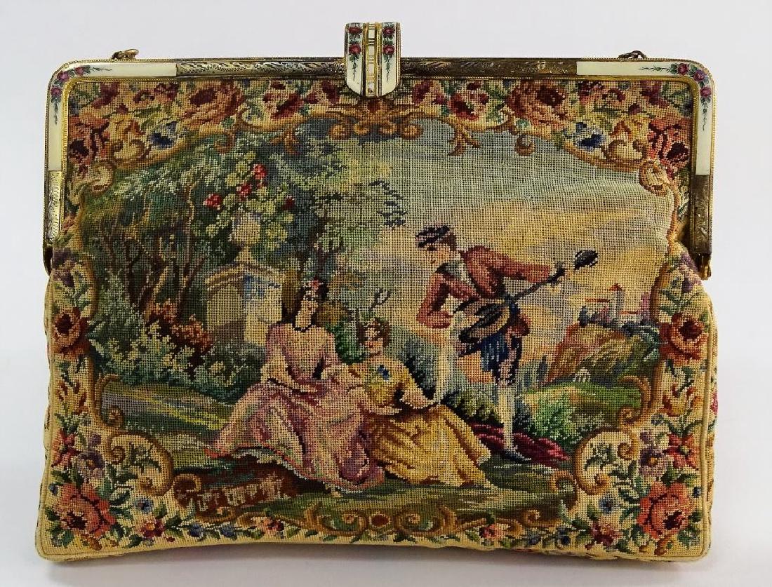 ART DECO TAPESTRY BAG W/ OUTSTANDING ENAMEL FRAME (1 of 2)