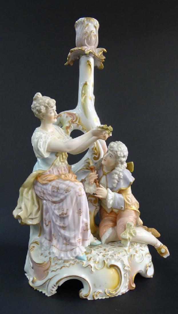 GERMAN PORCELAIN CANDELABRA COURTING SCENE (1 of 3)