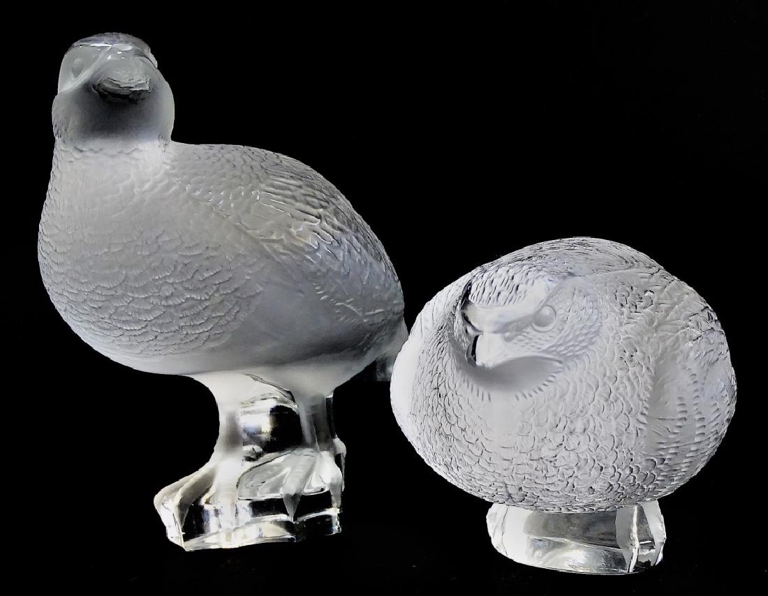 LALIQUE FRANCE PAIR OF LARGE QUAIL (1 of 3)