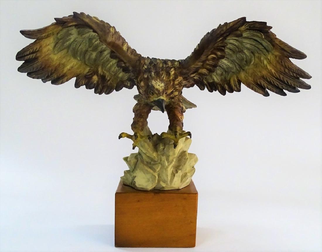 LARGE PORCELAIN SANTINI STATUE OF A EAGLE IN FLIGH (1 of 3)