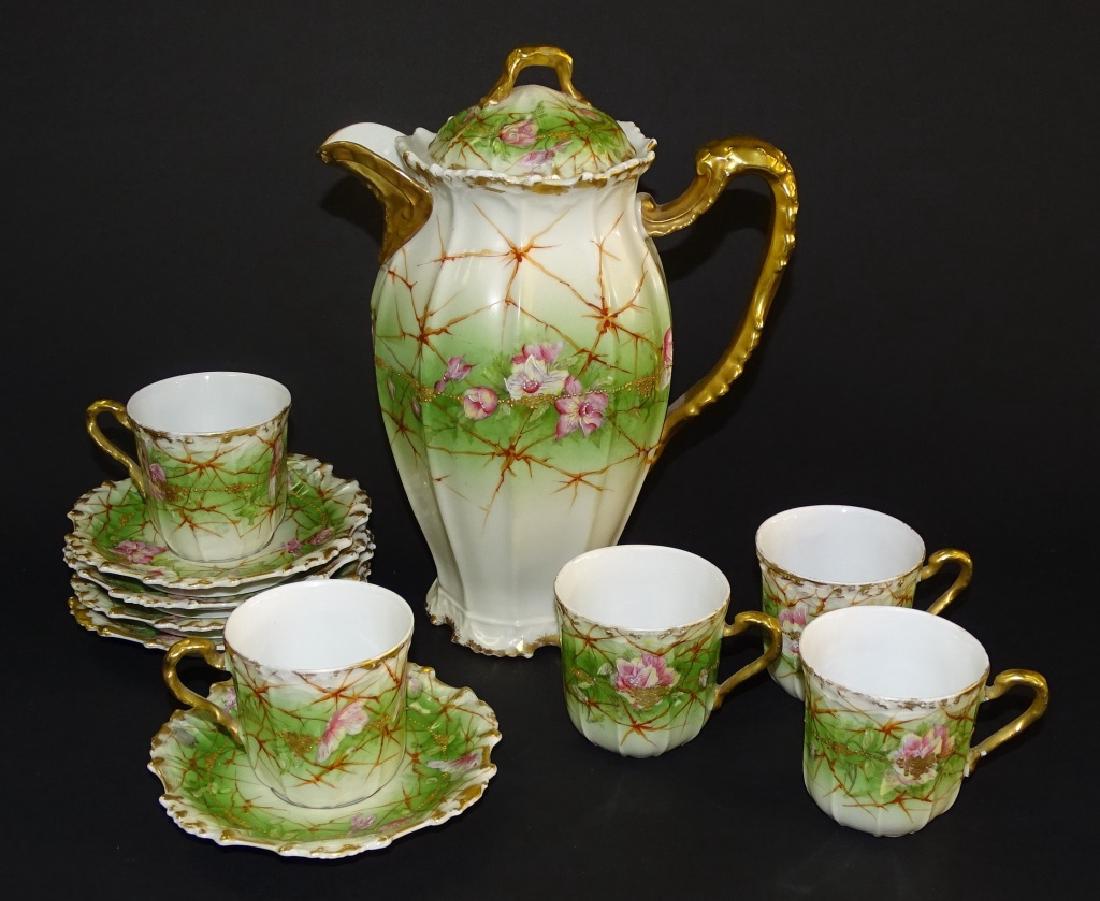 ANTIQUE LIMOGES HAND PAINTED CHOCOLATE SET (1 of 2)