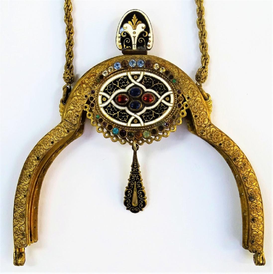 FABULOUS ANTIQUE ENAMELED FRAME FOR PURSE (1 of 3)