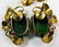 VINTAGE 14 KT YELLOW GOLD AND JADE LADIES EARRINGS - 2
