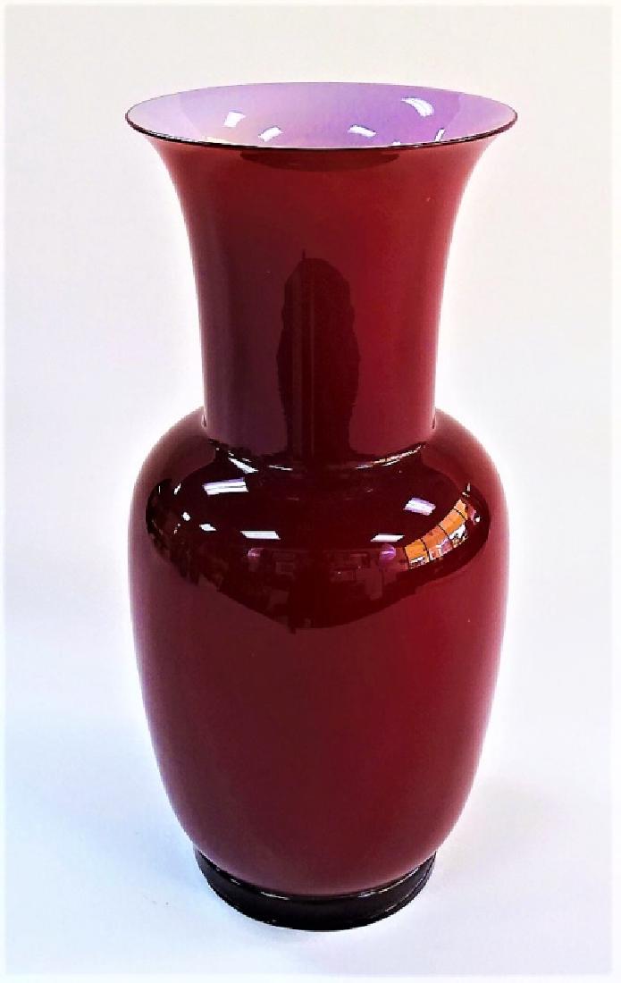 VENINI MURANO ITALIAN MAROON RED GLASS VASE SIGNED (1 of 4)