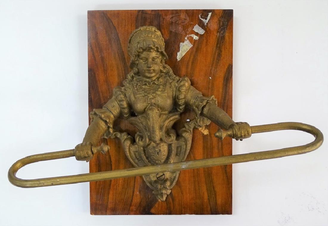ANTIQUE BRONZE VICTORIAN WOMAN TOWEL HOLDER (1 of 1)