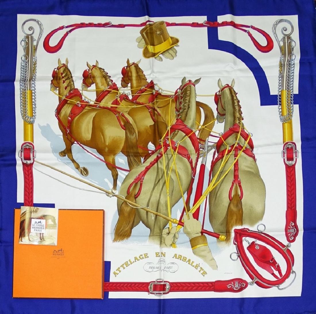 HERMES VINTAGE SILK SCARF 'ATTELAGE EN ARBALETE' (1 of 3)