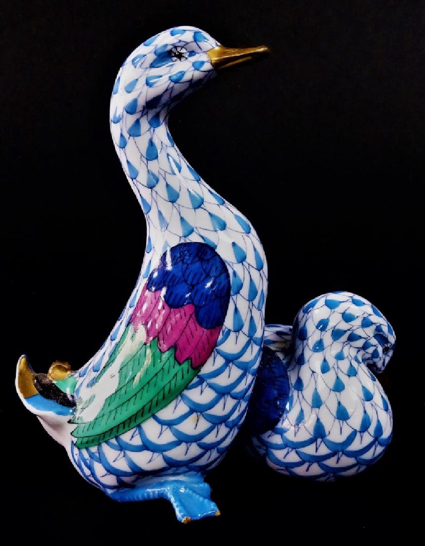 HEREND HUNGARIAN PORCELAIN GREEN FISHNET DUCKS (1 of 4)