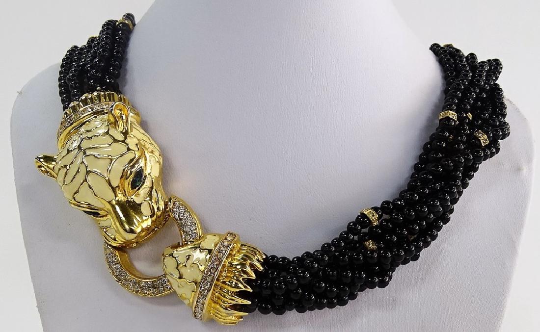 D'ORLAN COSTUME PANTHER NECKLACE: Measures 16" long, signed shipping u.s. to be $20 plus ins u.s.