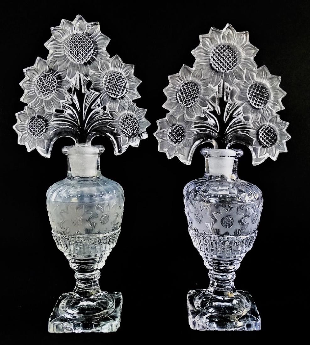 PR CZECH MOLDED GLASS PERFUME SCENT BOTTLES (1 of 2)