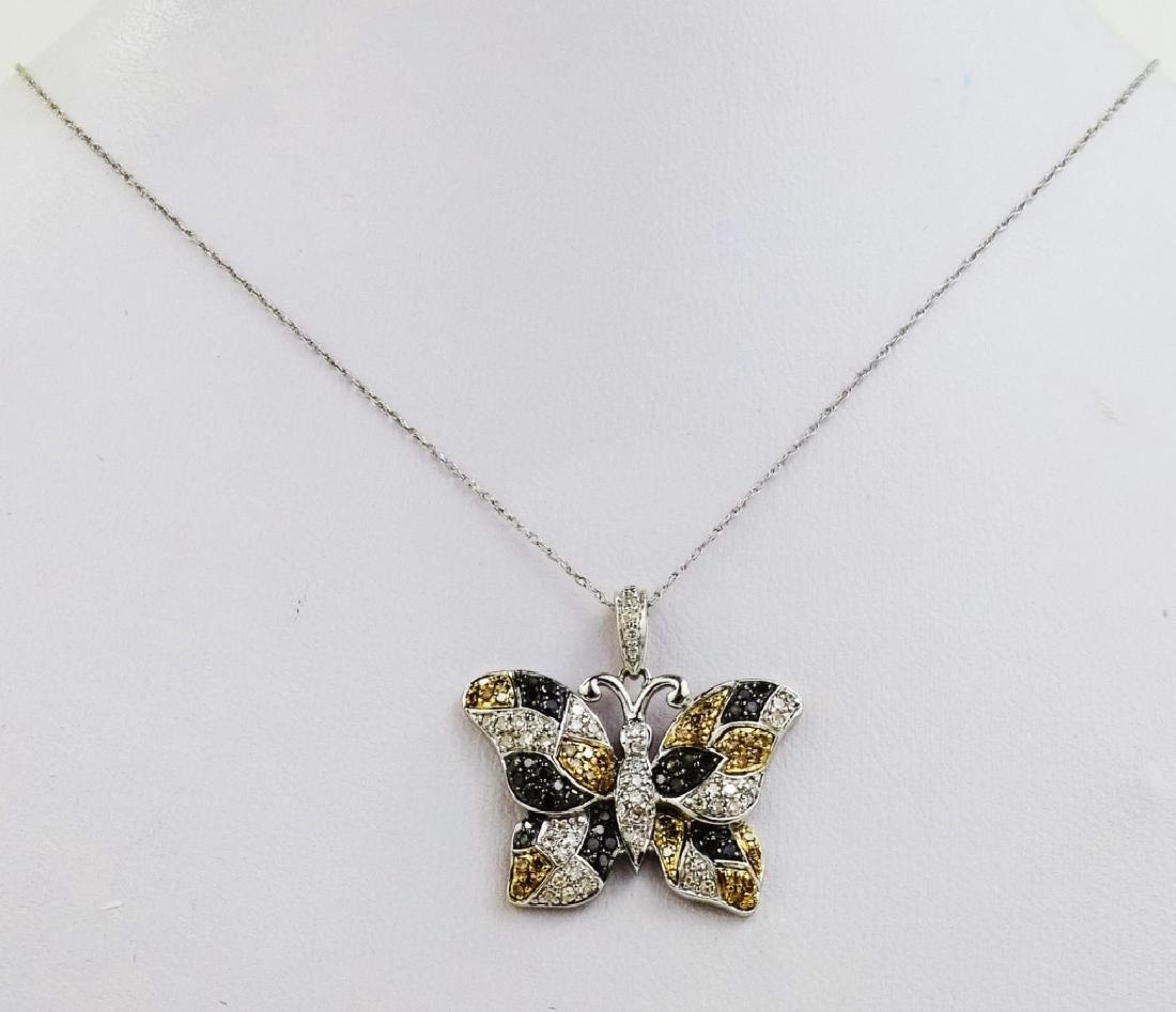 LADIES 14KT WG JEWELED BUTTERFLY PENDANT NECKLACE (1 of 5)