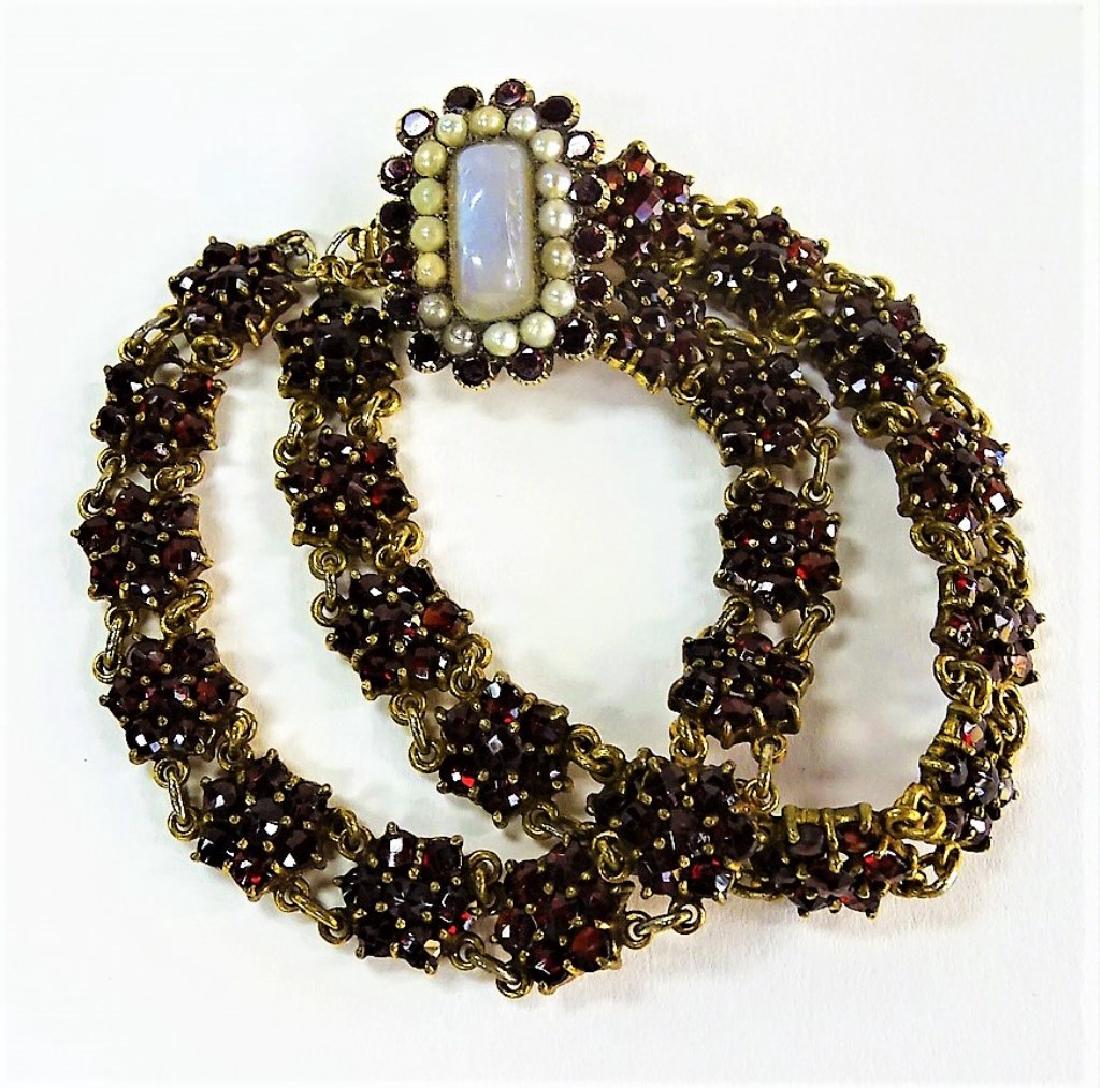 LADIES 14KT YG MOONSTONE & GARNET BRACELET (1 of 3)