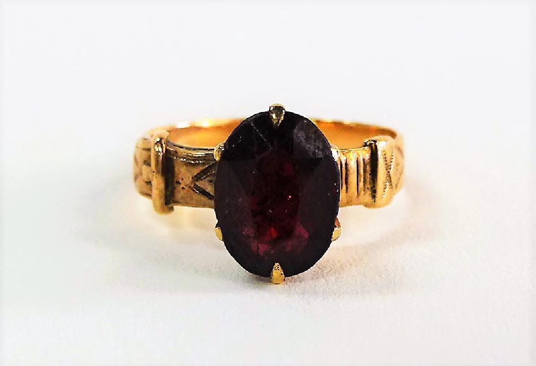 LADIES VICTORIAN 14KT ROSE GOLD GARNET RING (1 of 3)