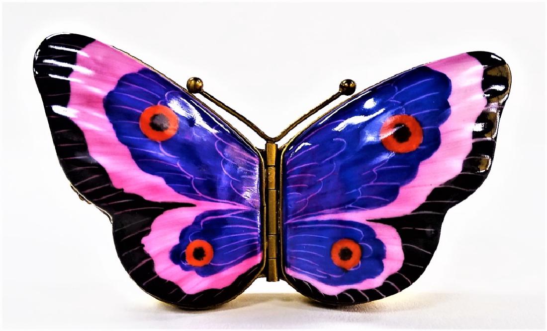 LIMOGES FRENCH H/P PORCELAIN HINGED BUTTERFLY BOX (1 of 5)