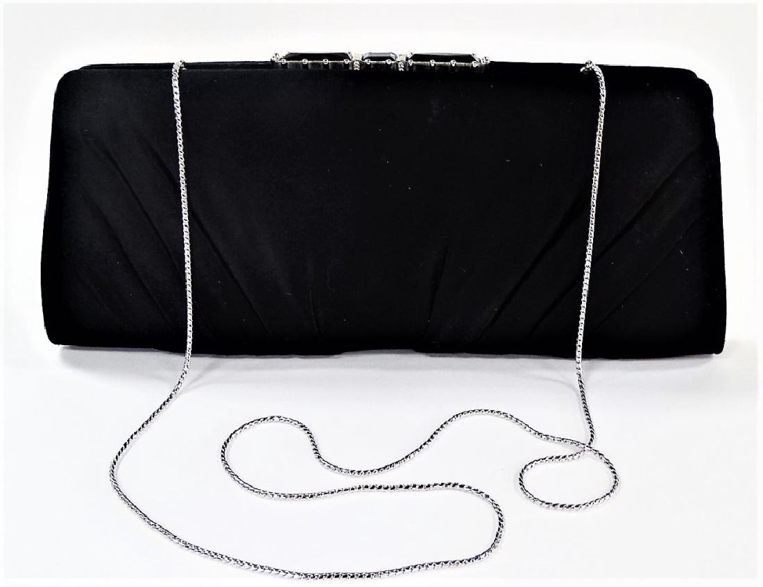 VINTAGE JUDITH LEIBER JEWELED BLACK SATIN CLUTCH (1 of 5)