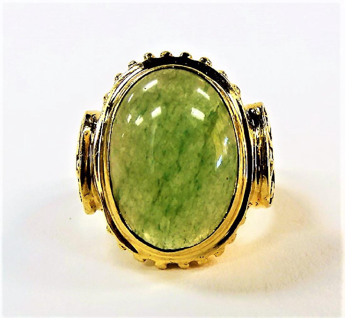 10KT Y GOLD AND JADE MEN'S OWL RING (1 of 4)