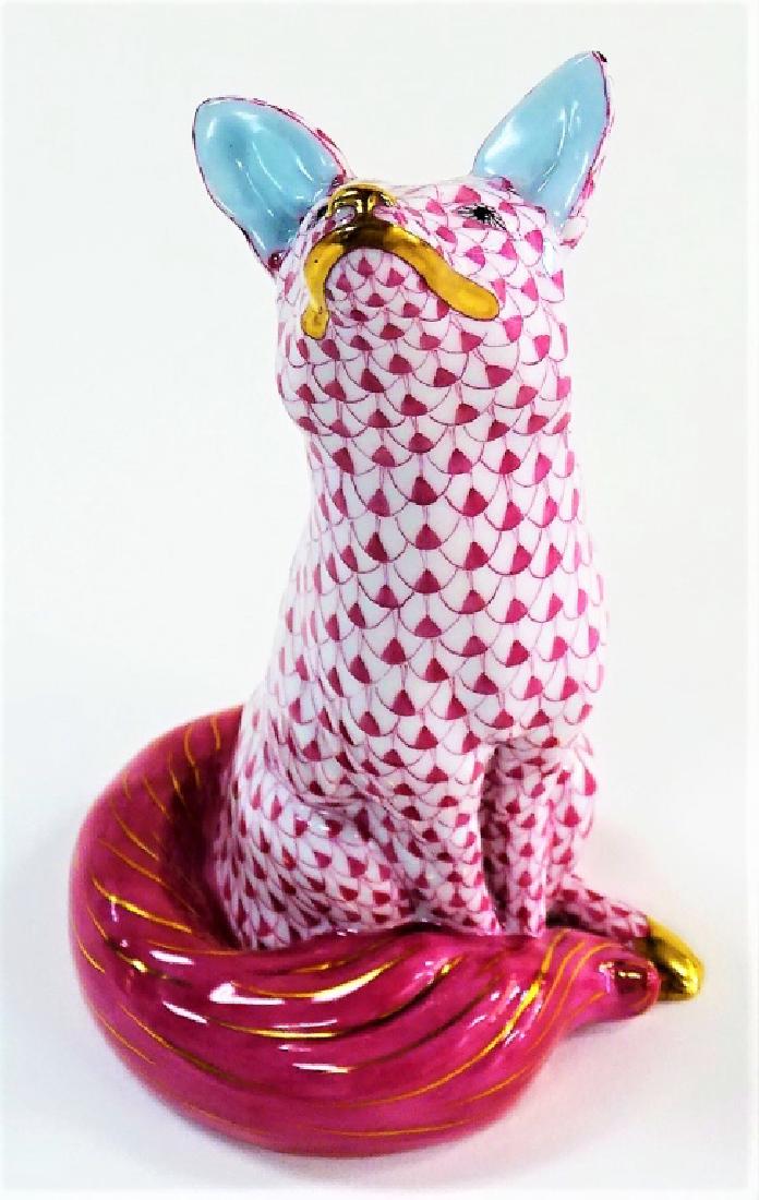 HEREND PORCELAIN PRUPLE FISHNET BUSHY TAIL FOX (1 of 4)