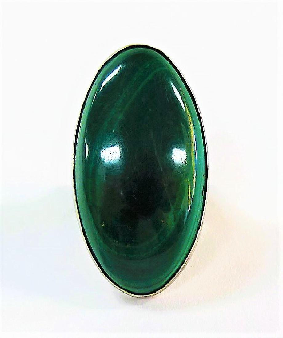 HUGE AND HEAVY MEN'S STERLING AND MALACHITE RING (1 of 5)