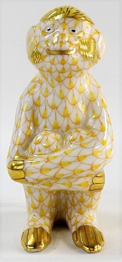 HEREND PORCELAIN BUTTERSCOTCH FISHNET MONKEY (1 of 4)
