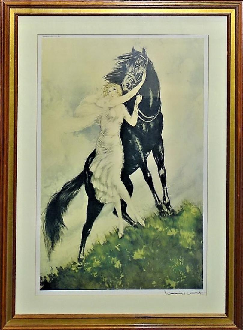 LOUIS ICART PRINT LADY WITH BLACK STALLION (1 of 4)