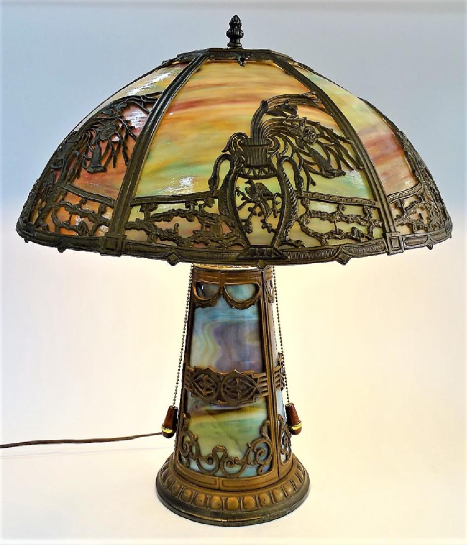 GORGEOUS BLUE SLAG GLASS TABLE LAMP (1 of 4)