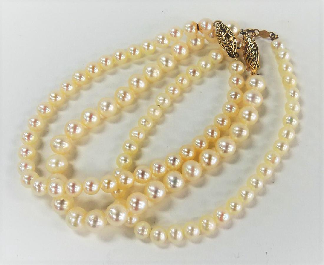 3 VTG WHITE AYOKA PEARL BEADED BRACELETS (1 of 1)