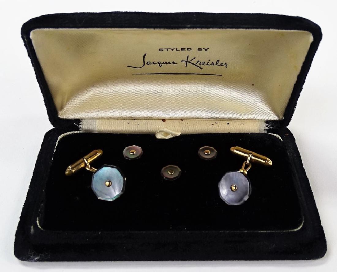 VINTAGE JAQUES KREISLER MOP MEN'S STUD SET & LINKS (1 of 1)
