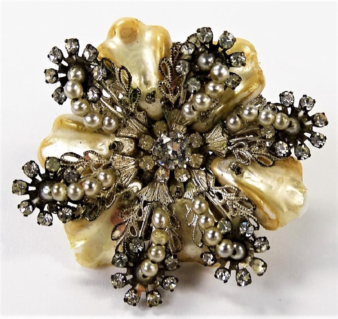 SIGNED MIRIAM HASKELL FAUX MOP LARGE BROOCH (1 of 2)