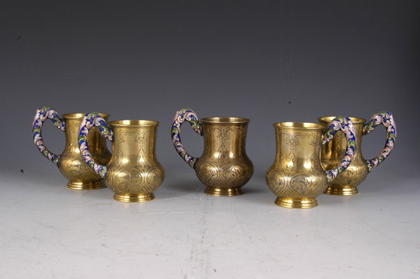Russian Silver Gilt Small Tankards