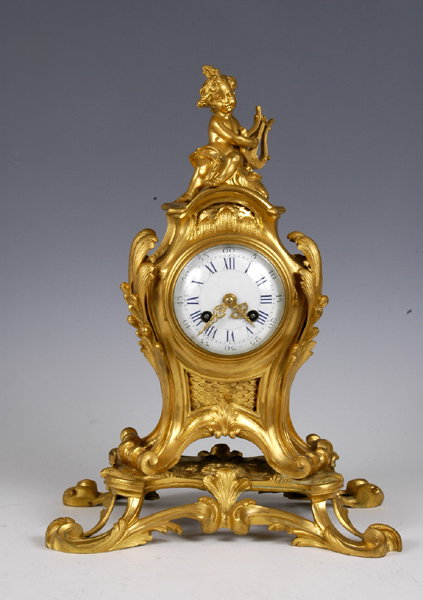 19thC French Bronze Dore Clock