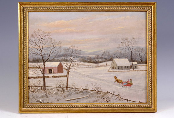Cochran, Bucks County Winter Scene Oil on Board