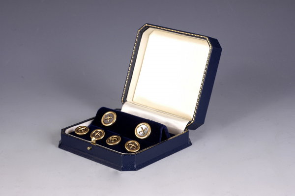 French 18k Gold Buttons Cufflinks Stud Set