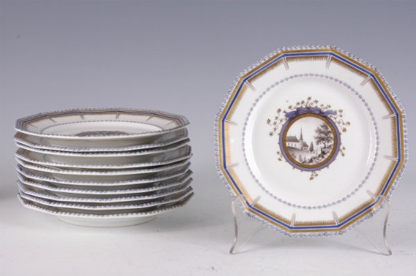 Set of 11 Nymphenburg porcelain cabinet plates