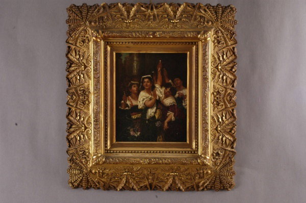 34.19th C. Italian School Oil on Canvas of Lusty Ladies