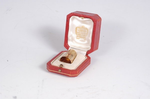 CARTIER Deco 18K Gold Thimble w/ Box