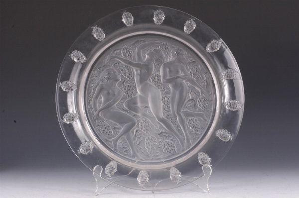 French Lalique Platter with Three Dancing Nymphs